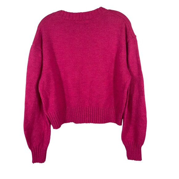 Ruby Moon Womens Cropped Pink Merry Pink Sweater Size Large Wool Blend - Picture 5 of 6